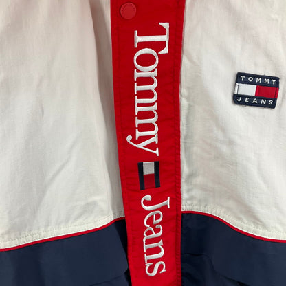 【中古品】【メンズ】 TOMMY JEANS オーバーサイズカラーブロックジャケット 144-260410-SS-04-iwa サイズ：M カラー：レッド ホワイト ネイビー 万代Net店