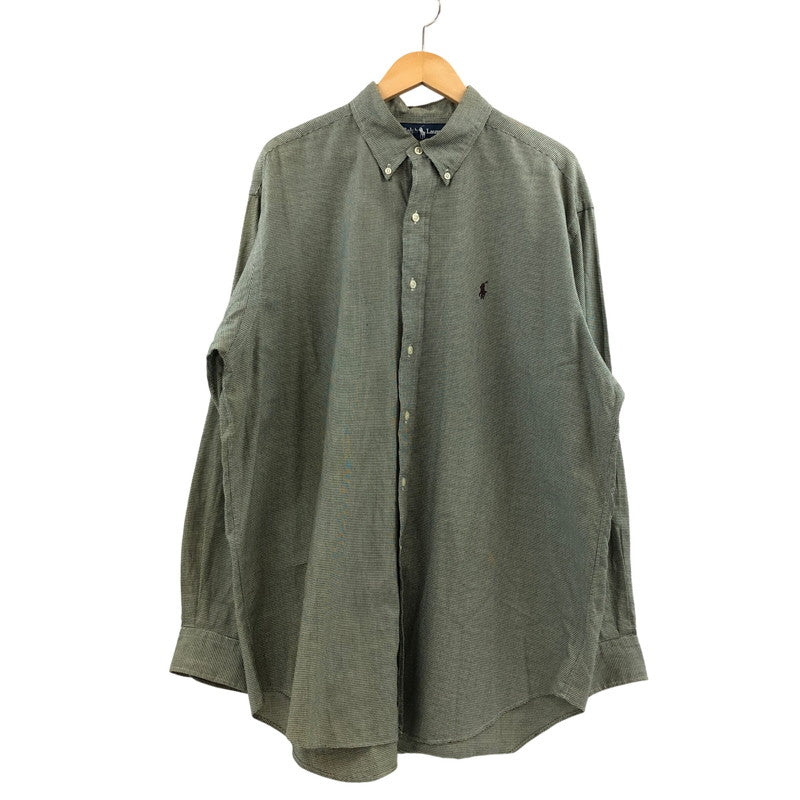 【現状渡し品】【メンズ】 POLO RALPH LAUREN ポロ・ラルフローレン BLAKE L/S BD SHIRT ブレイク ボタンダウン 千鳥格子 長袖シャツ カジュアルシャツ ヴィンテージ トップス 146-260420-hn-07-fur サイズ：L カラー：ブラック/ホワイト 万代Net店