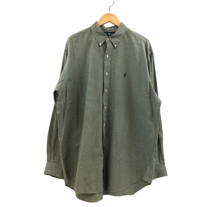 【現状渡し品】【メンズ】 POLO RALPH LAUREN ポロ・ラルフローレン BLAKE L/S BD SHIRT ブレイク ボタンダウン 千鳥格子 長袖シャツ カジュアルシャツ ヴィンテージ トップス 146-260420-hn-07-fur サイズ：L カラー：ブラック/ホワイト 万代Net店
