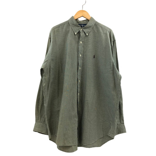 【現状渡し品】【メンズ】 POLO RALPH LAUREN ポロ・ラルフローレン BLAKE L/S BD SHIRT ブレイク ボタンダウン 千鳥格子 長袖シャツ カジュアルシャツ ヴィンテージ トップス 146-260420-hn-07-fur サイズ：L カラー：ブラック/ホワイト 万代Net店