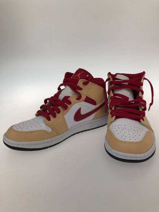 【中古品】【メンズ】 NIKE ナイキ 554724-201 AIR JORDAN １ MID BEIGE CARDINAL RED 靴 スニーカー ホワイト レッド ベージュ  160-241210-SY-06-iwa サイズ：26.0 カラー：WHITE ONYX/LIGHT CURRY-WHITE 万代Net店