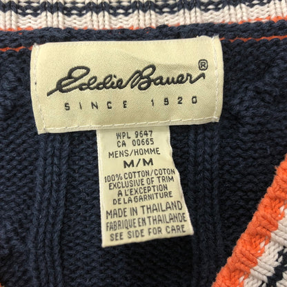 【中古品】【メンズ】 Eddie Bauer エディー・バウアー 90S コットンニット セーター Vネック 145-240309-tk-11-tei サイズ：M カラー：ネイビー 万代Net店