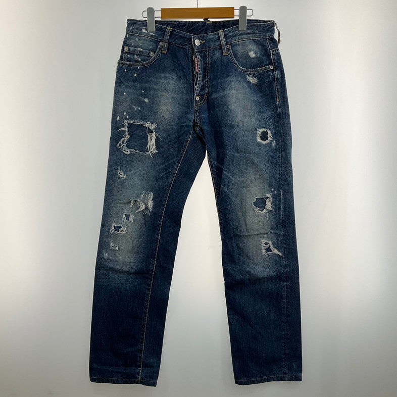【中古品】【メンズ】 DSQUARED2 ディースクエアード ダメージジーンズ 158-260414-SS-05-iwa サイズ：42 カラー：ブルー 万代Net店