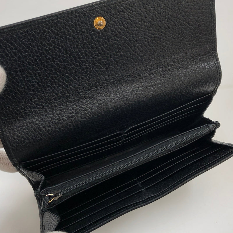 【中古品】【レディース】 GUCCI グッチ DOUBLE G CONTINENTAL WALLET ダブルG コンチネンタルウォレット 長財布 財布 181-261003-hn-07-fur カラー：ブラック 万代Net店