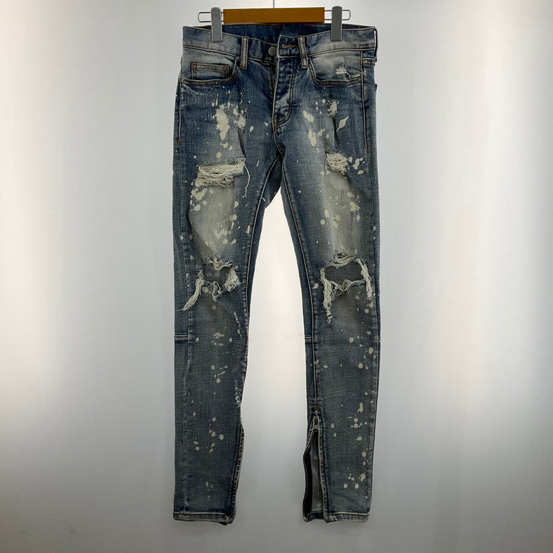 【中古品】【メンズ】 MNML SPLASH クラッシュスキニーデニムパンツ 158-260414-SS-07-iwa サイズ：28 カラー：ライトブルー 万代Net店