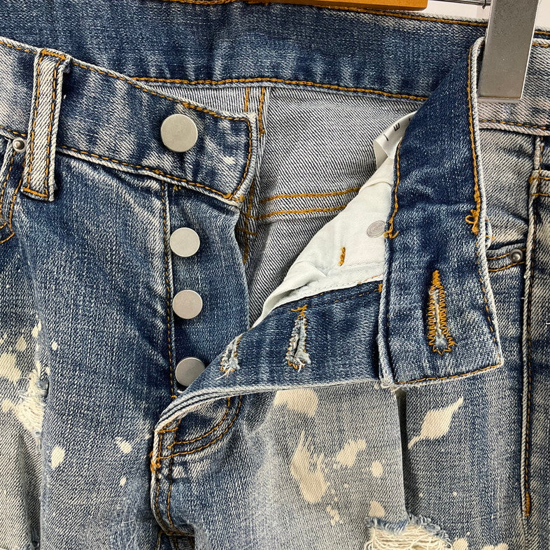 【中古品】【メンズ】 MNML SPLASH クラッシュスキニーデニムパンツ 158-260414-SS-07-iwa サイズ：28 カラー：ライトブルー 万代Net店