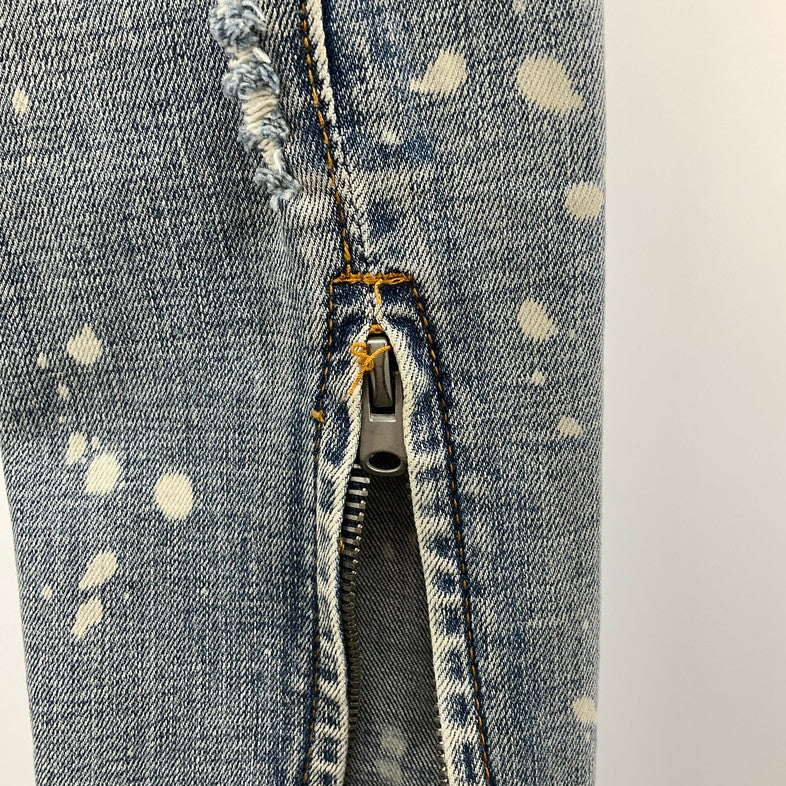 【中古品】【メンズ】 MNML SPLASH クラッシュスキニーデニムパンツ 158-260414-SS-07-iwa サイズ：28 カラー：ライトブルー 万代Net店