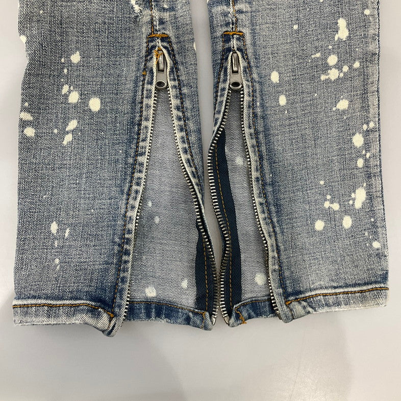 【中古品】【メンズ】 MNML SPLASH クラッシュスキニーデニムパンツ 158-260414-SS-07-iwa サイズ：28 カラー：ライトブルー 万代Net店