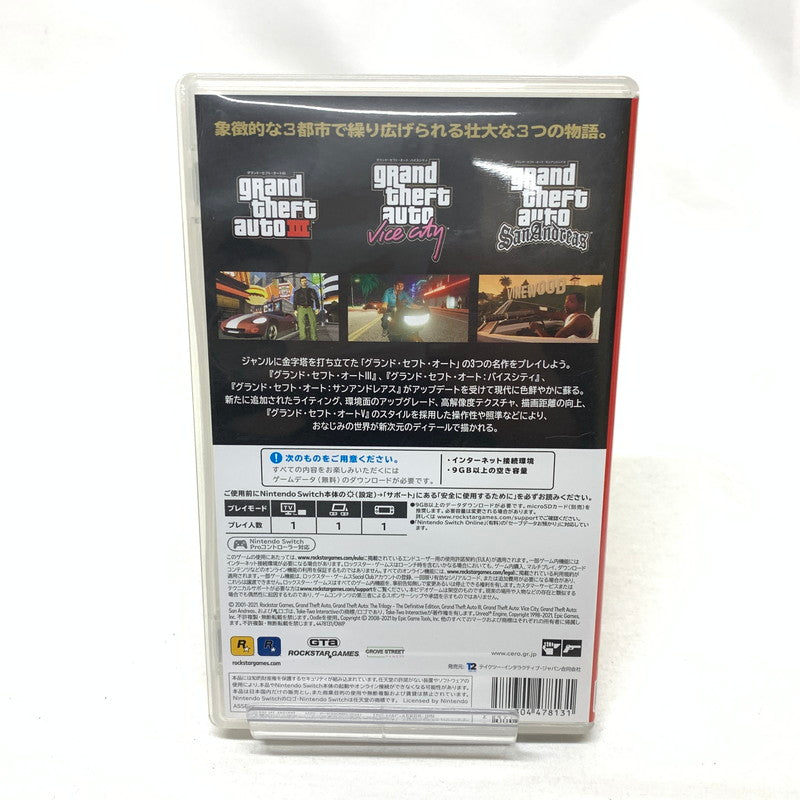 【中古美品】 グランド・セフト・オート:トリロジー:決定版 Switch [CERO区分_Z / 18歳以上対象] 029-250219-kn-12-oto 万代Net店