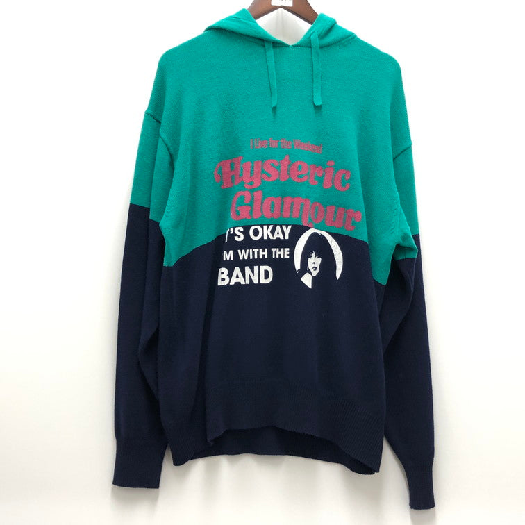 【中古美品】【レディース】 HYSTERIC GLAMOUR ヒステリックグラマー ヒステリックグラマー ヒスガール ニット パーカー 147-240917-wy-11-tom サイズ：L カラー：グリーン 万代Net店