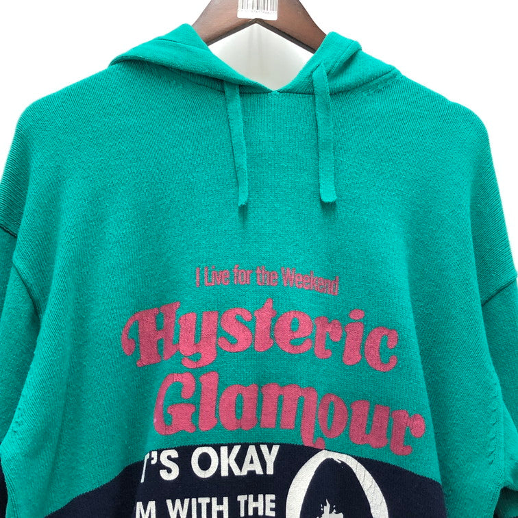 【中古美品】【レディース】 HYSTERIC GLAMOUR ヒステリックグラマー ヒステリックグラマー ヒスガール ニット パーカー 147-240917-wy-11-tom サイズ：L カラー：グリーン 万代Net店