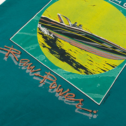 【現状渡し品】【メンズ】 FRUIT OF THE LOOM フルーツオブザルーム 90S OFFSHORE RAW POWER S/S TEE 半袖Tシャツ トップス 146-260422-hn-03-fur サイズ：M カラー：ターコイズ系 万代Net店