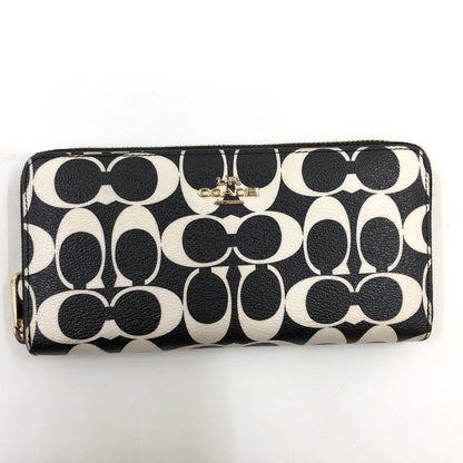 【中古品】【レディース】 COACH コーチ SIGNATURE LONG ZIP AROUND WALLET CP409 シグネチャー ロング ジップ アラウンド ウォレット 長財布 財布 181-261004-hn-09-fur カラー：ブラック/クリーム系 万代Net店