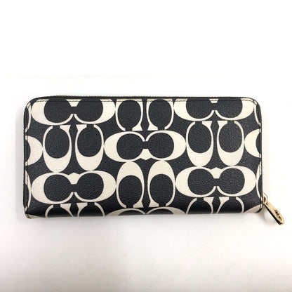 【中古品】【レディース】 COACH コーチ SIGNATURE LONG ZIP AROUND WALLET CP409 シグネチャー ロング ジップ アラウンド ウォレット 長財布 財布 181-261004-hn-09-fur カラー：ブラック/クリーム系 万代Net店