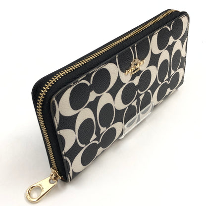 【中古品】【レディース】 COACH コーチ SIGNATURE LONG ZIP AROUND WALLET CP409 シグネチャー ロング ジップ アラウンド ウォレット 長財布 財布 181-261004-hn-09-fur カラー：ブラック/クリーム系 万代Net店