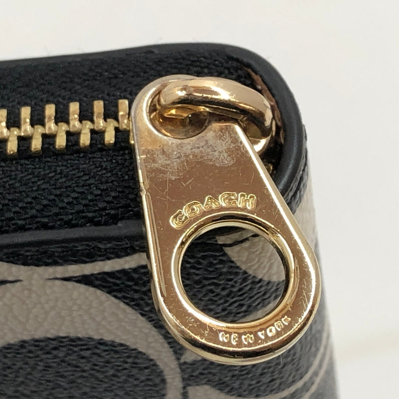 【中古品】【レディース】 COACH コーチ SIGNATURE LONG ZIP AROUND WALLET CP409 シグネチャー ロング ジップ アラウンド ウォレット 長財布 財布 181-261004-hn-09-fur カラー：ブラック/クリーム系 万代Net店