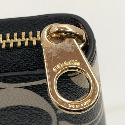 【中古品】【レディース】 COACH コーチ SIGNATURE LONG ZIP AROUND WALLET CP409 シグネチャー ロング ジップ アラウンド ウォレット 長財布 財布 181-261004-hn-09-fur カラー：ブラック/クリーム系 万代Net店