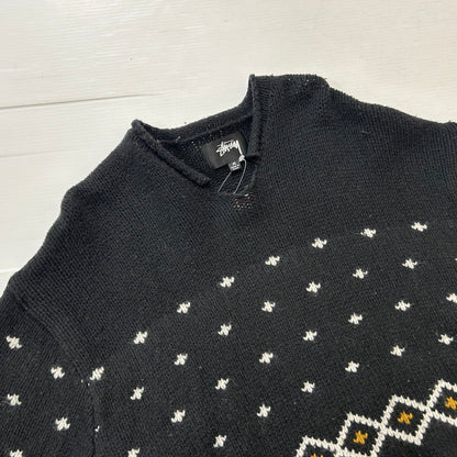 【中古品】【メンズ】 ステューシー ROLL NECK FAIRISLE SWEATER 117251 ロール ネック フェアアイル セーター トップス ニット 142-250704-KS-09-teih サイズ：M カラー：ブラック 万代Net店
