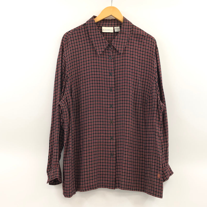 【中古品】【メンズ】 ELISABETH エリザベス CHECK L/S SHIRT チェック長袖シャツ カジュアルシャツ トップス 146-260711-hn-06-fur サイズ：20 カラー：レッド/ブラック系 万代Net店