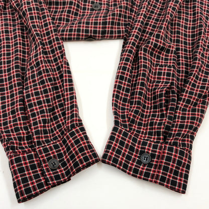【中古品】【メンズ】 ELISABETH エリザベス CHECK L/S SHIRT チェック長袖シャツ カジュアルシャツ トップス 146-260711-hn-06-fur サイズ：20 カラー：レッド/ブラック系 万代Net店