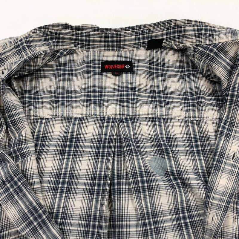 【現状渡し品】【メンズ】 WOLVERINE ウルヴァリン L/S CHECK BD SHIRT 長袖チェックシャツ ボタンダウン カジュアルシャツ トップス 146-260711-hn-07-fur サイズ：XL カラー：ブルー系/ホワイト 万代Net店