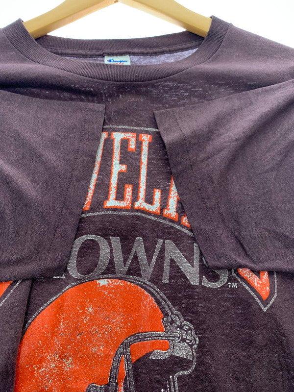 【中古品】【メンズ】 Champion チャンピオン トリコタグ 80S CLEVELAND BROWNS TEE クリーブランド ブロンズ Tシャツ トップス 146-240607-jt-15-min サイズ：L カラー：ブラウン系 万代Net店