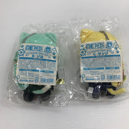 【中古美品】 ワンピース withCAT アイマスク付き ぬいぐるみキーホルダー ゾロ サンジ エース サボ Mr.0 5点セット 未開封 パッケージ汚れあり 047-260811-ti-01-tag 万代Net店