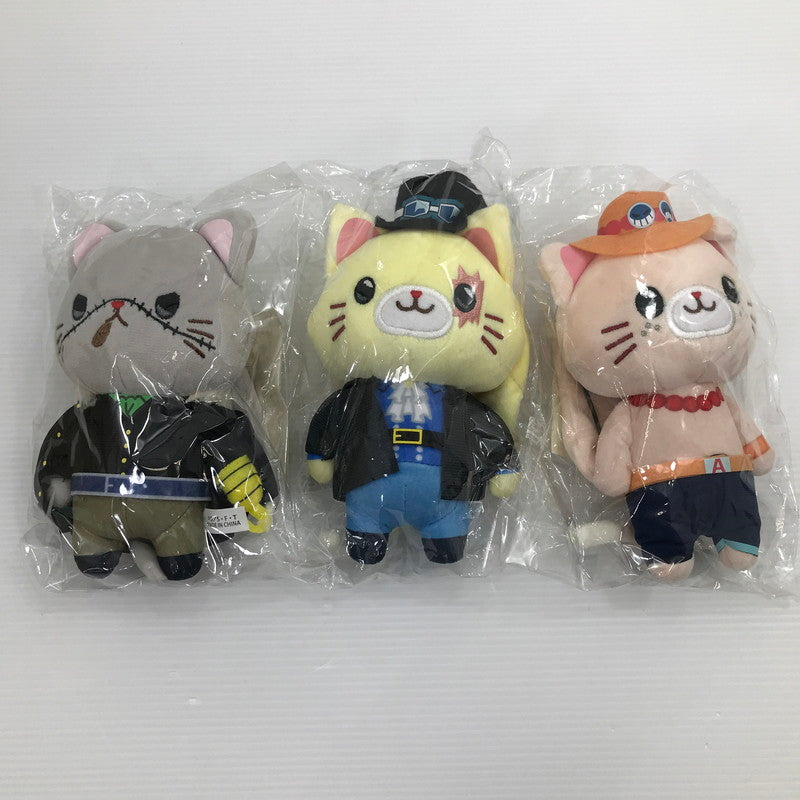 【中古美品】 ワンピース withCAT アイマスク付き ぬいぐるみキーホルダー ゾロ サンジ エース サボ Mr.0 5点セット 未開封 パッケージ汚れあり 047-260811-ti-01-tag 万代Net店