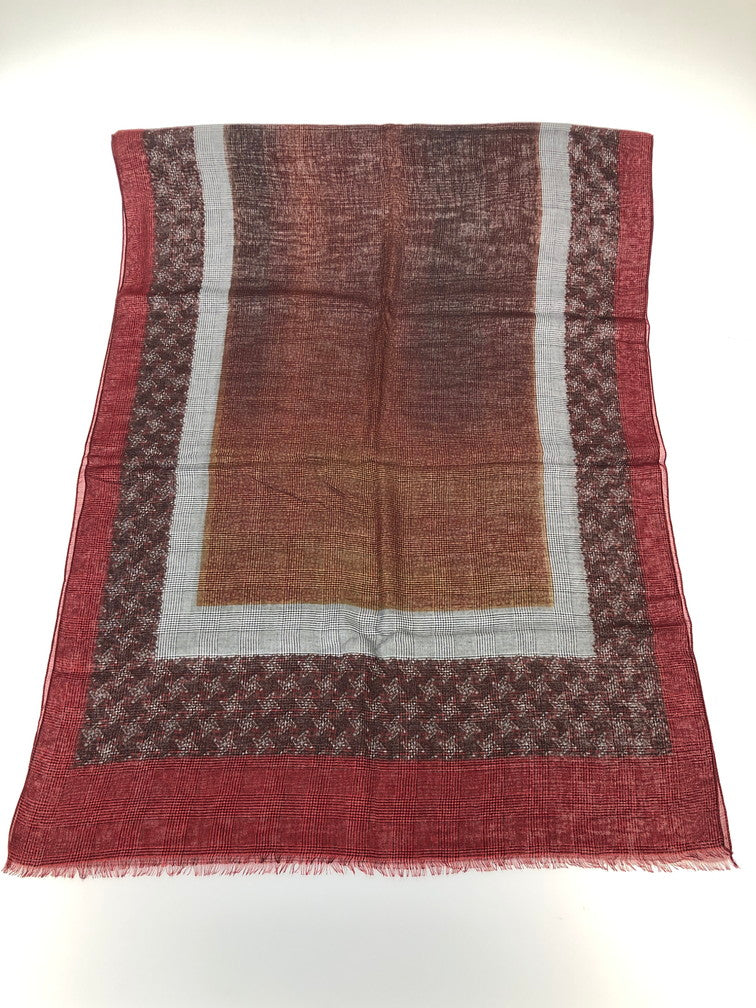 【中古品】【メンズ/レディース】 GUCCI グッチ プリンス オブ ウェールズ プリント モダールストール 赤 レッド 183-251216-SY-04-iwa カラー：レッド系 万代Net店