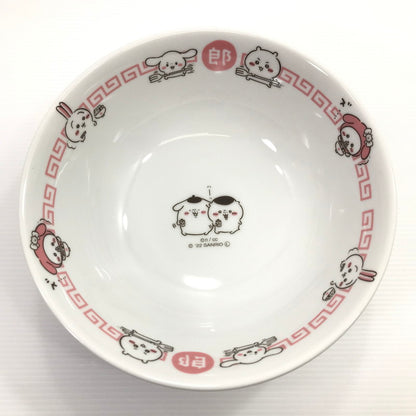 【中古美品】 ちいかわ×サンリオキャラクターズ ラーメンどんぶり&レンゲセット 開封済み 039-260628-ti-02-tag 万代Net店