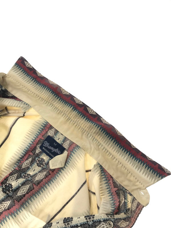 【中古品】【メンズ】 WRANGLER ラングラー 80～90's NATIVE PATTERN WESTERN SHIRT 80～90年代 ネイティブ パターン ウエスタン シャツ 長袖シャツ トップス 146-260516-rt-16-tagh サイズ：M カラー：ホワイト 万代Net店