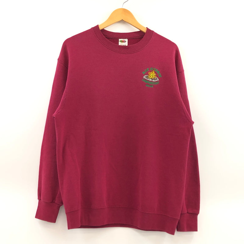 【現状渡し品】【メンズ】 FRUIT OF THE LOOM フルーツオブザルーム 90S "BAR HARBOR CAMPGROUND" CREWNECK SWEATSHIRT クルーネック スウェットシャツ トレーナー トップス 146-260713-hn-04-fur サイズ：L カラー：レッド 万代Net店
