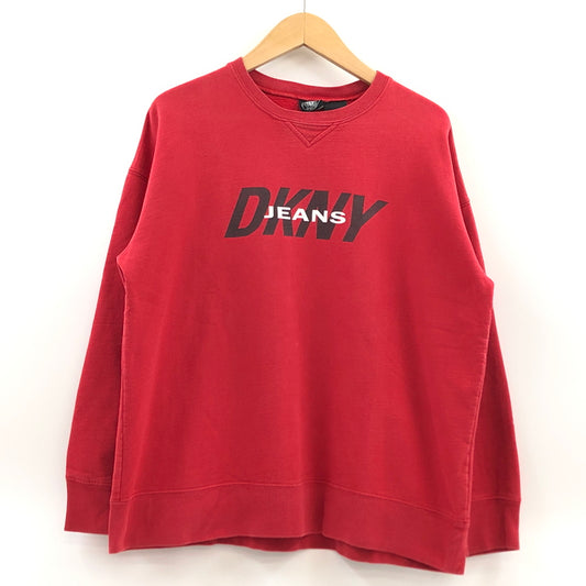 【現状渡し品】【メンズ】 DKNY JEANS ディーケーエヌワイ ジーンズ PRINT LOGO L/S SWEAT プリントロゴ 長袖 スウェット トレーナー トップス 146-260713-hn-05-fur サイズ：S カラー：レッド 万代Net店