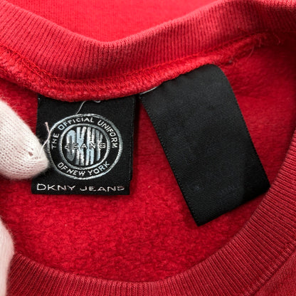 【現状渡し品】【メンズ】 DKNY JEANS ディーケーエヌワイ ジーンズ PRINT LOGO L/S SWEAT プリントロゴ 長袖 スウェット トレーナー トップス 146-260713-hn-05-fur サイズ：S カラー：レッド 万代Net店
