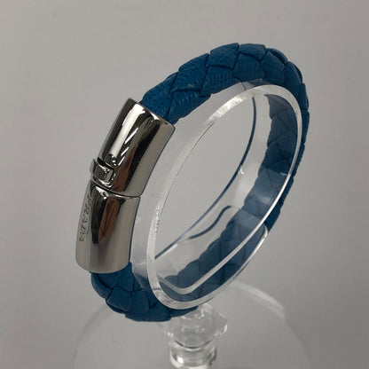 【中古品】【レディース】 PRADA プラダ レザー編み込みブレスレット 1IB144 ブルー L 付属品あり 182-251217-SY-01-iwa カラー：ブルー 万代Net店