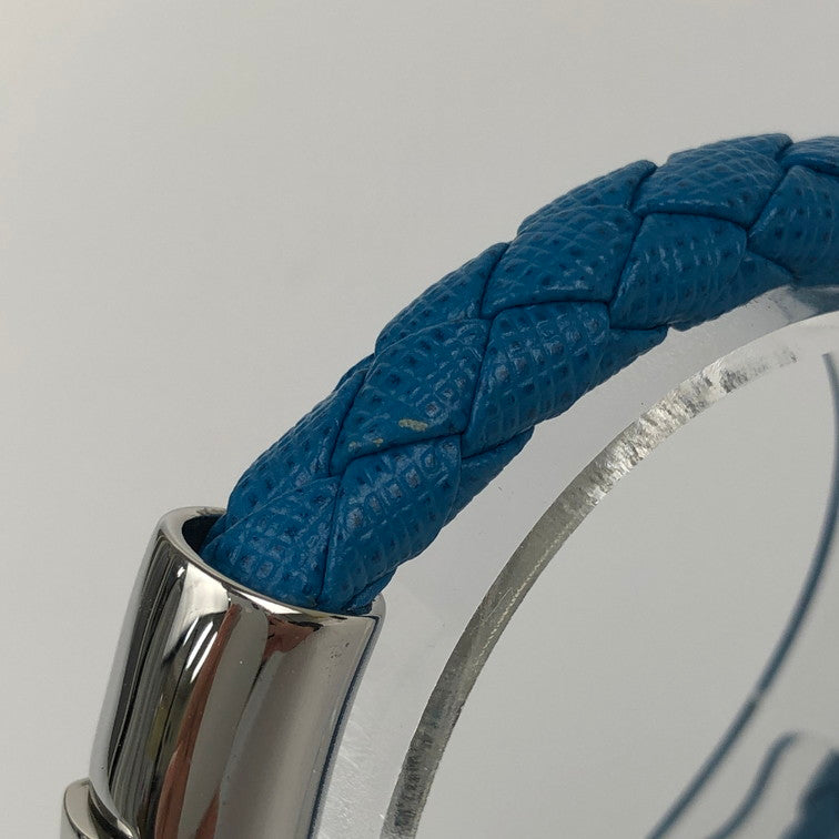 【中古品】【レディース】 PRADA プラダ レザー編み込みブレスレット 1IB144 ブルー L 付属品あり 182-251217-SY-01-iwa カラー：ブルー 万代Net店
