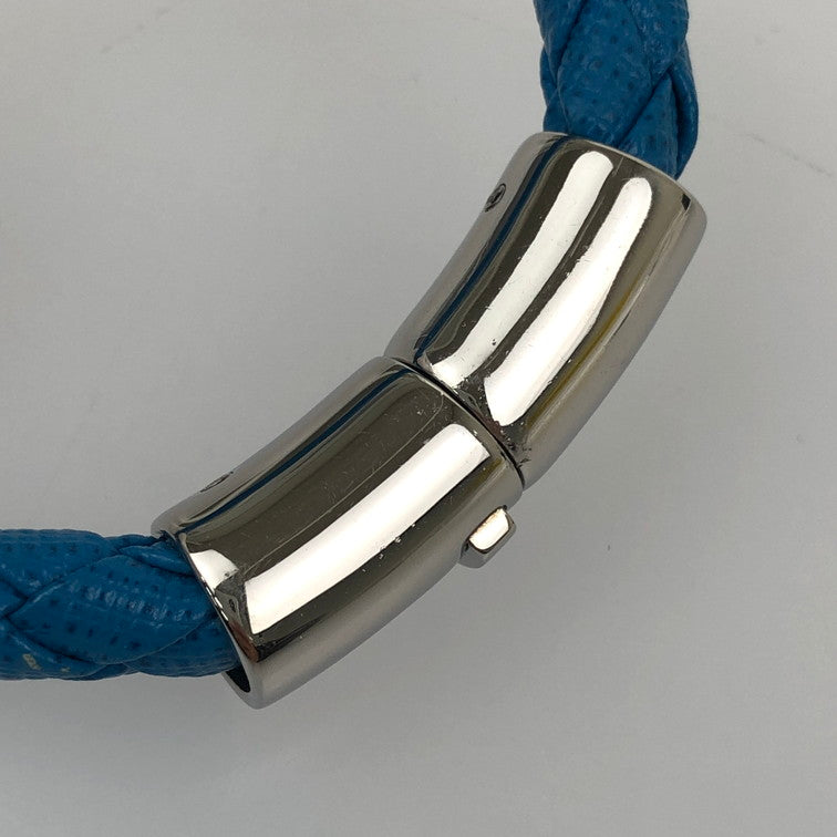 【中古品】【レディース】 PRADA プラダ レザー編み込みブレスレット 1IB144 ブルー L 付属品あり 182-251217-SY-01-iwa カラー：ブルー 万代Net店
