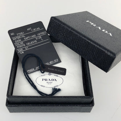 【中古品】【レディース】 PRADA プラダ レザー編み込みブレスレット 1IB144 ブルー L 付属品あり 182-251217-SY-01-iwa カラー：ブルー 万代Net店