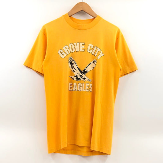 【中古品】【メンズ】 HANES FIFTY-FIFTY ヘインズ フィフティフィフティ 80S "GROVE CITY EAGLES" FRONT PRINT S/S TEE 半袖Tシャツ トップス 146-260713-hn-08-fur サイズ：M カラー：イエロー系 万代Net店