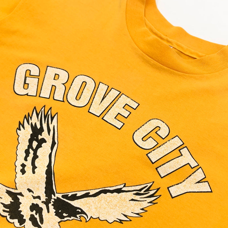 【中古品】【メンズ】 HANES FIFTY-FIFTY ヘインズ フィフティフィフティ 80S "GROVE CITY EAGLES" FRONT PRINT S/S TEE 半袖Tシャツ トップス 146-260713-hn-08-fur サイズ：M カラー：イエロー系 万代Net店