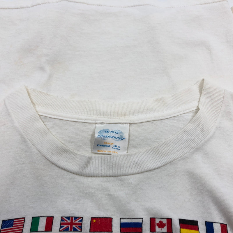 【ジャンク品】【メンズ】 LE PAYS INTERNATIONAL ル ペイ インターナショナル 90S THE WORLD IS UNITED THROUGH EDUCATION S/S TEE 半袖Tシャツ トップス 146-260713-hn-10-fur サイズ：XL カラー：ホワイト 万代Net店