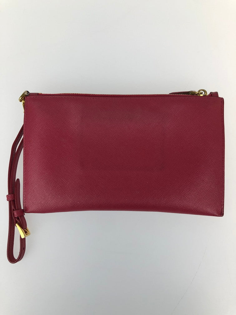 【中古品】【レディース】 PRADA プラダ レザー ポーチ サフィアーノ リボン コスメポーチ 箱付き 181-241226-SY-20-iwa カラー：PINK系 万代Net店