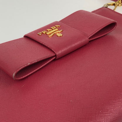 【中古品】【レディース】 PRADA プラダ レザー ポーチ サフィアーノ リボン コスメポーチ 箱付き 181-241226-SY-20-iwa カラー：PINK系 万代Net店