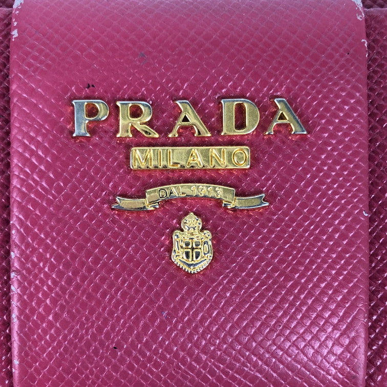 【中古品】【レディース】 PRADA プラダ レザー ポーチ サフィアーノ リボン コスメポーチ 箱付き 181-241226-SY-20-iwa カラー：PINK系 万代Net店