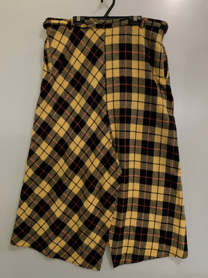 【中古品】【レディース】 Yohji Yamamoto ヨウジヤマモト Y'S ワイズ YOHJI YAMAMOTO CHECK SKIRT チェックスカートYT-S19-922 168-240623-cn-1-min サイズ：3 カラー：イエロー系チェック柄 万代Net店