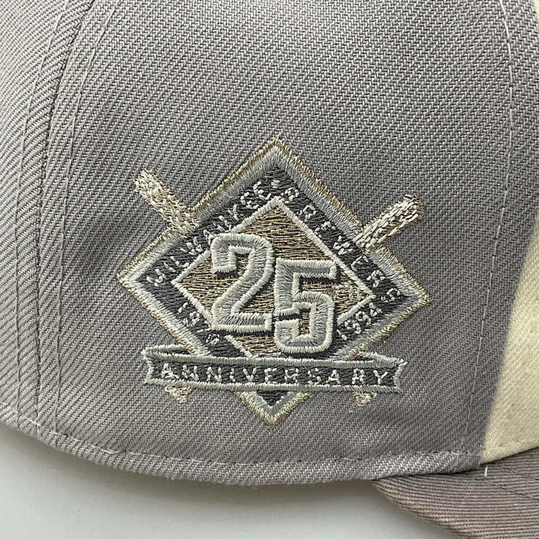 【中古品】【メンズ】 NEW ERA ニューエラ 59FIFTY ミルウォーキー・ブルワーズ CHROME ANNIVERSARY キャップ 185-260421-SS-07-iwa サイズ：7 3/4 カラー：グレー ホワイト 万代Net店