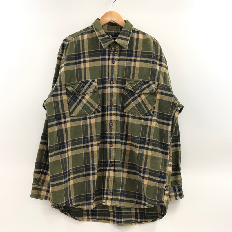 【現状渡し品】【メンズ】 MOOSE CREEK ムース・クリーク COTTON CHECK SHIRT コットンチェックシャツ カジュアルシャツ 長袖シャツ トップス 146-261010-hn-05-fur サイズ：XL カラー：グリーン系 万代Net店