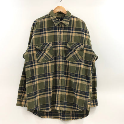 【現状渡し品】【メンズ】 MOOSE CREEK ムース・クリーク COTTON CHECK SHIRT コットンチェックシャツ カジュアルシャツ 長袖シャツ トップス 146-261010-hn-05-fur サイズ：XL カラー：グリーン系 万代Net店