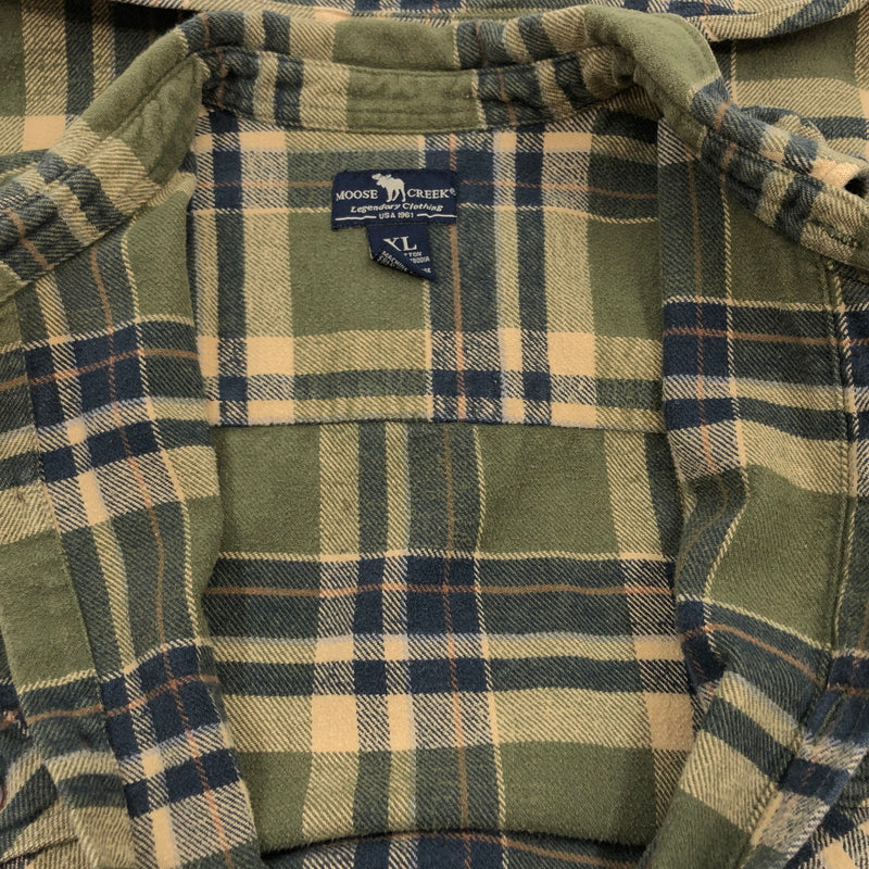 【現状渡し品】【メンズ】 MOOSE CREEK ムース・クリーク COTTON CHECK SHIRT コットンチェックシャツ カジュアルシャツ 長袖シャツ トップス 146-261010-hn-05-fur サイズ：XL カラー：グリーン系 万代Net店