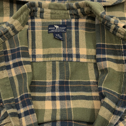 【現状渡し品】【メンズ】 MOOSE CREEK ムース・クリーク COTTON CHECK SHIRT コットンチェックシャツ カジュアルシャツ 長袖シャツ トップス 146-261010-hn-05-fur サイズ：XL カラー：グリーン系 万代Net店